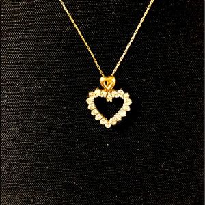 14k Gold Diamond Heart Necklace